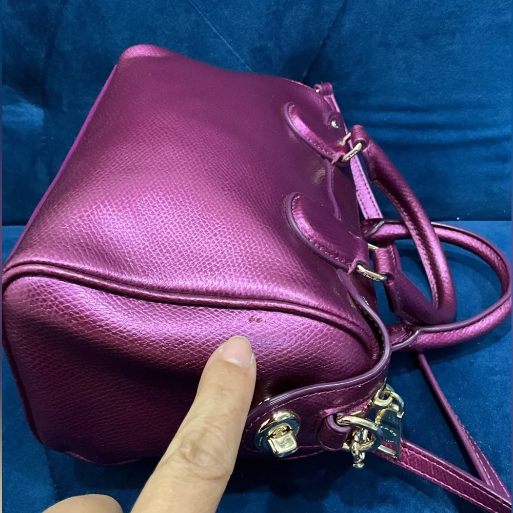 Coach baby Bennett Satchel Crossgrain Leather New without tag metallic pink - Picture 9 of 9